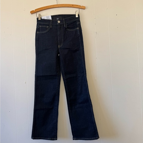 3X1 NYC Joni Straight Wide Leg Dark Wash High Rise Jeans 4W 24 Three By One - Picture 2 of 8